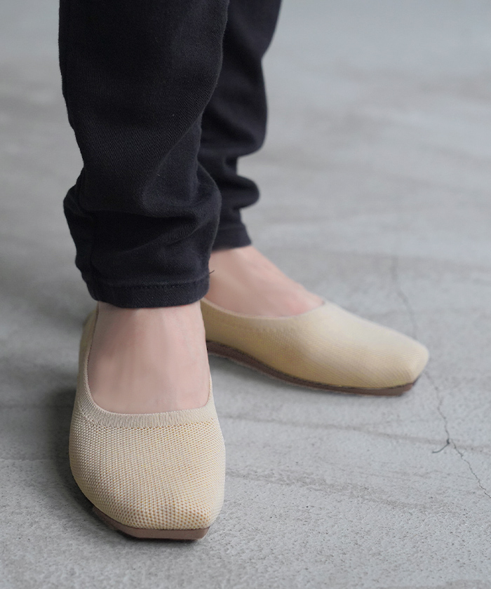 パンプス 超軽量 シューズ レディース ニット ニットパンプス スクエア スクエアトゥパンプス 靴 くつ クツ 歩きやすい ヒール ローヒール | HUG.U | 01