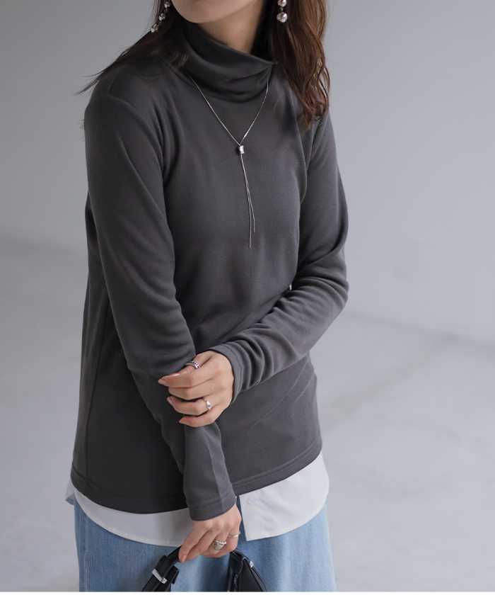 HUG.U（ハグユー） ロンT 裏起毛 タートルネック ひまわりオイル