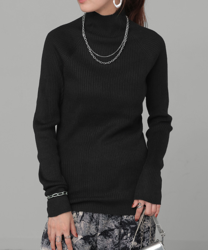 ニット 洗える リブ インナー レディース セーター トップス リブニット タートル タートルネック ハイネック きれいめ 薄手 長袖 無地 レイヤード 重ね着 長い | HUG.U | 05