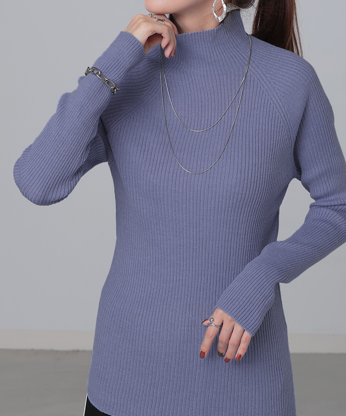 ニット 洗える リブ インナー レディース セーター トップス リブニット タートル タートルネック ハイネック きれいめ 薄手 長袖 無地 レイヤード 重ね着 長い | HUG.U | 02