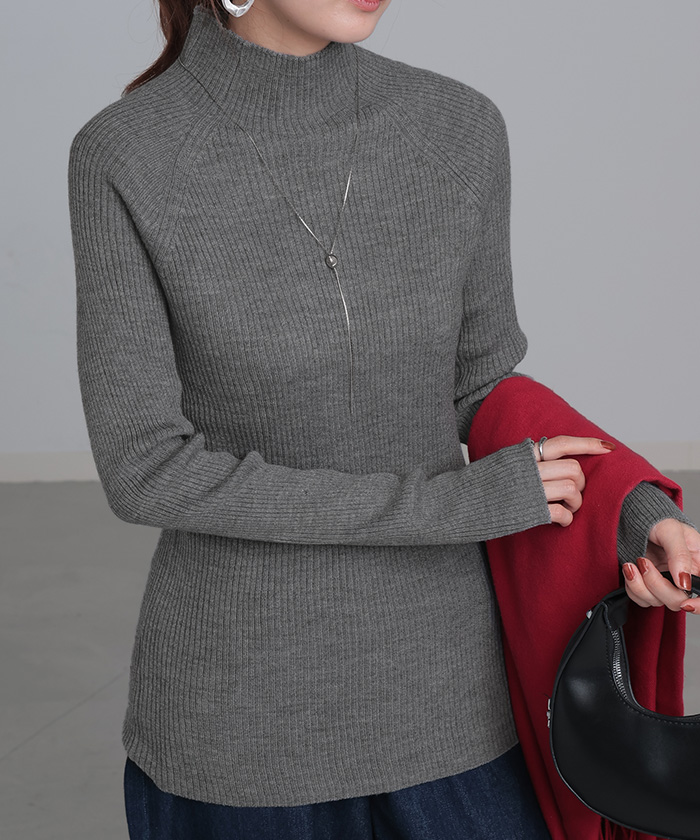 ニット 洗える リブ インナー レディース セーター トップス リブニット タートル タートルネック ハイネック きれいめ 薄手 長袖 無地 レイヤード 重ね着 長い | HUG.U | 04