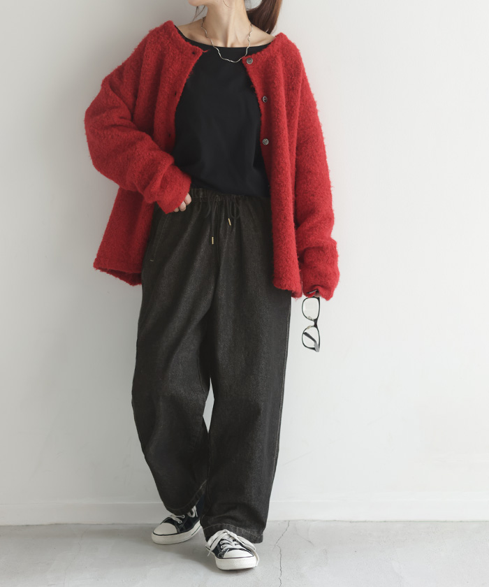 HUG.U（ハグユー） パンツ デニム テーパード 綿100％ 低身長 さん