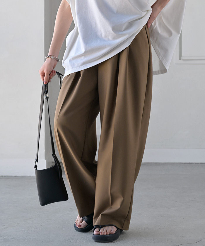 パンツ ワイド グルカ レディース ボトムス ボトム ロング ロングパンツ 体型カバー ボトムス ボトム ストレート ズボン ゆったり | HUG.U | 03