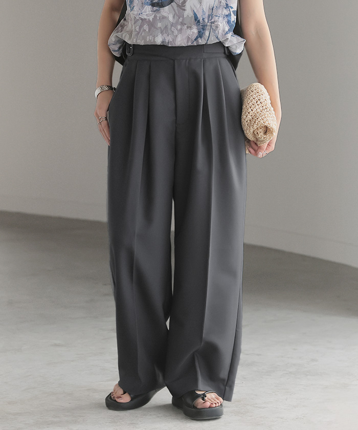 パンツ ワイド グルカ レディース ボトムス ボトム ロング ロングパンツ 体型カバー ボトムス ボトム ストレート ズボン ゆったり | HUG.U | 04