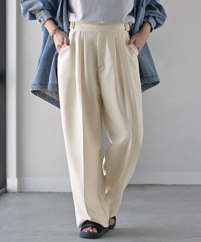 パンツ ワイド グルカ レディース ボトムス ボトム ロング ロングパンツ 体型カバー ボトムス ボトム ストレート ズボン ゆったり | HUG.U | 01