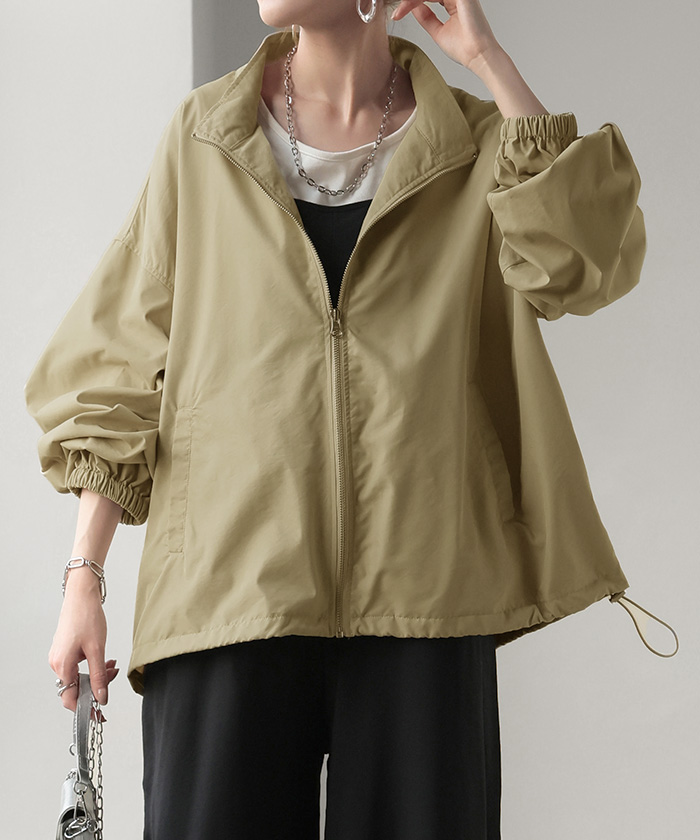 ブルゾン アウター スタンドネック レディース ジャンパー ライトアウター 羽織 軽い ドルマン | HUG.U | 02