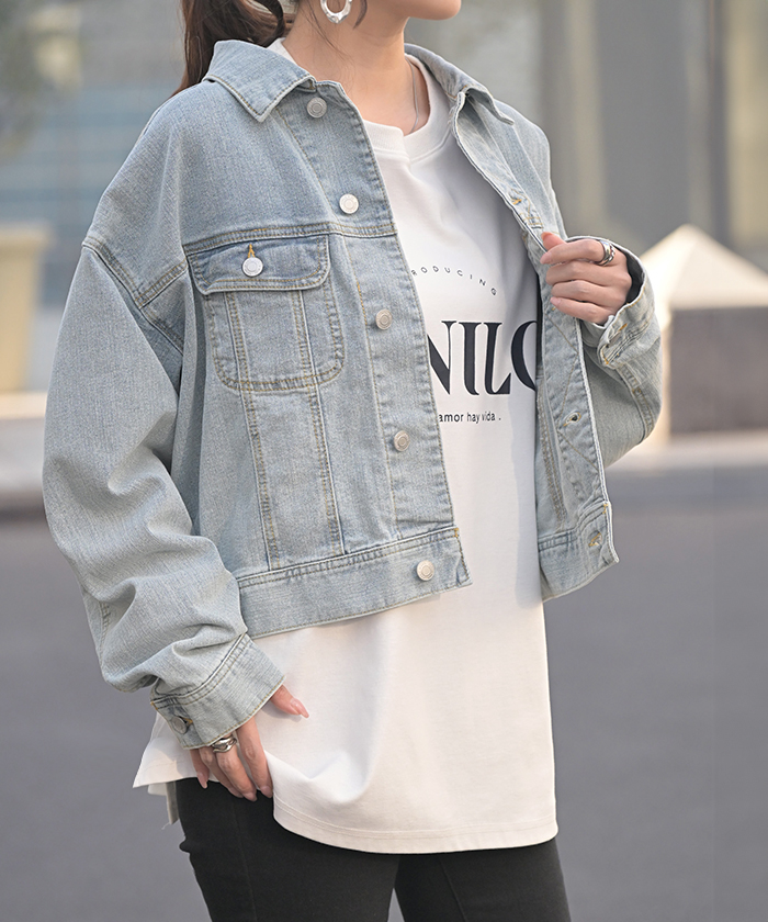 【新品】 Gジャン 未満 デニムシャツ【HUG.U】タグ付き HUG.U Gジャン ジャスト丈 デニム レディース ジャケット デニム