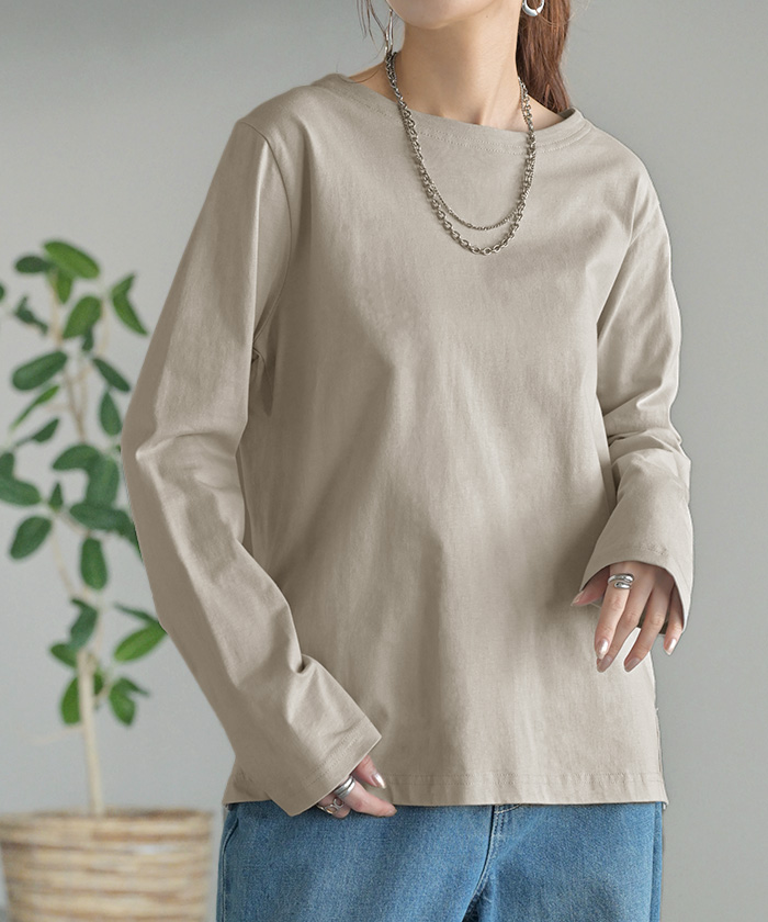 HUG.U トップス ロンT 綿100 コーマ糸 レディース 長袖 Tシャツ