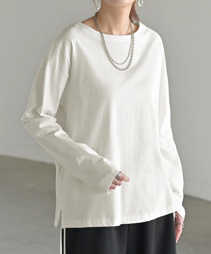 HUG.U トップス ロンT 綿100 コーマ糸 レディース 長袖 Tシャツ