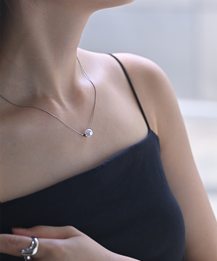 ネックレス パール モチーフ レディース アクセサリー チェーン ロング ロングネックレス オブジェ 錆びにくい ボール シルバー ゴールド アクセ ジュエリー | HUG.U | 02