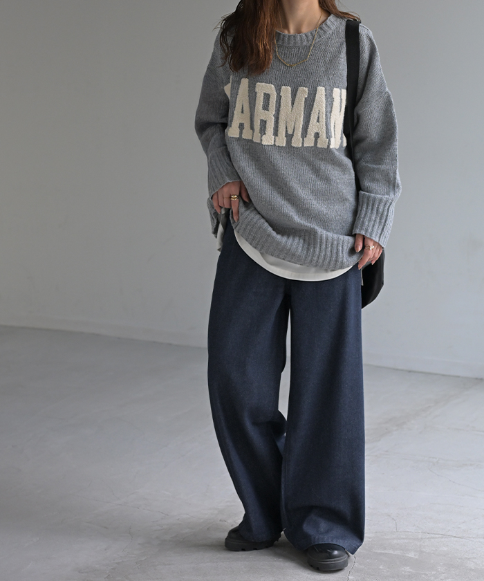 デニム タック パンツ デニムパンツ レディース ワイドパンツ ワイド ジーンズ ジーパン タックパンツ 体型カバー ボトムス ボトム | HUG.U | 03