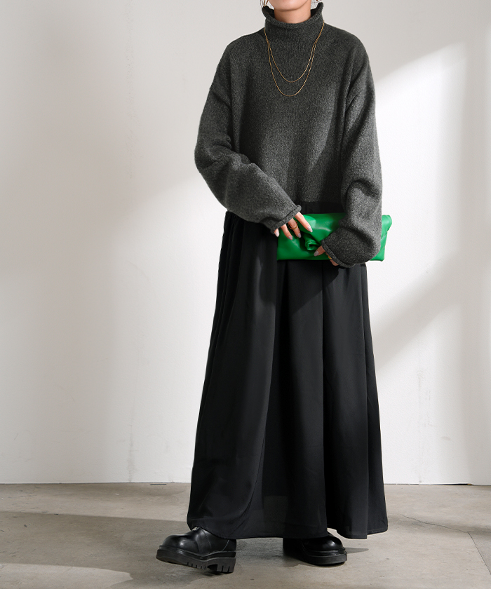 ワンピース ニット ドッキング レディース ワンピ ロング セーター ニットワンピース ニットワンピ | HUG.U | 02