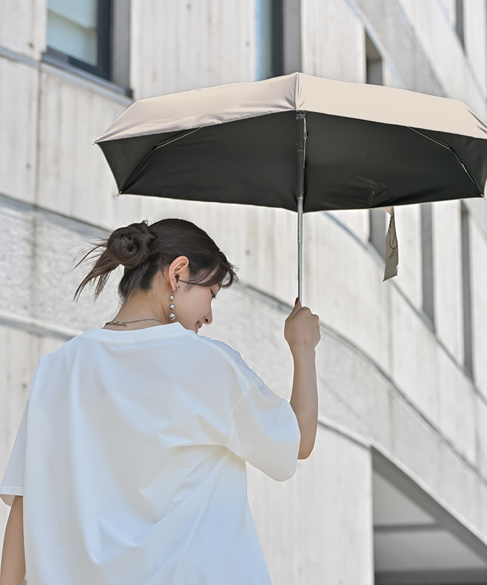 HUG.U（ハグユー） 折りたたみ傘 猫 ポーチ 付き 日傘 完全遮光 晴雨