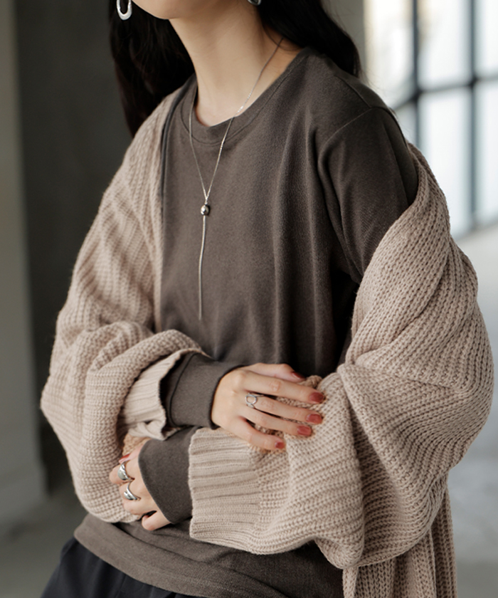 カットソー インナー 発熱 ロンT レディース 吸湿発熱 ヒートインナー トップス 長袖 Tシャツ ロング ティーシャツ ロンティー クルーネック 長い 無地 タイト | HUG.U | 02
