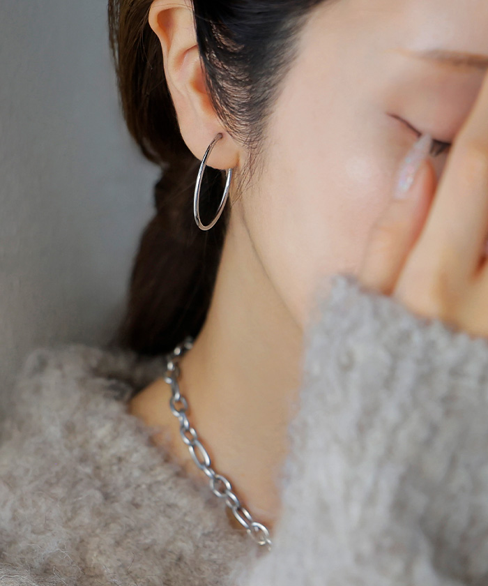 イヤリング サージカルステンレス ピアスに見える イヤカフ イヤーカフ シルバー ゴールド 金属アレルギー 金アレ アレルギー対応 ノンホール フープイヤリング | HUG.U | 01