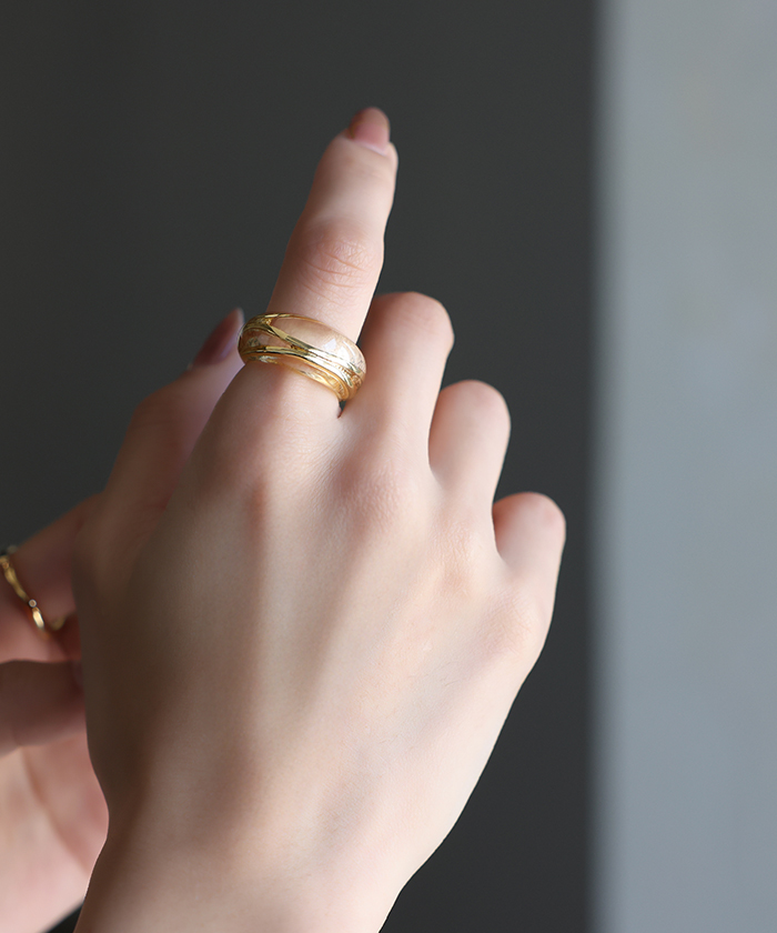 リング クリア メタル アクセサリー ニュアンス レディース 指輪 アクセ シルバー ゴールド シルバーアクセサリー ボリューム 透け感 レイヤード 重ね付け 太め | HUG.U | 02