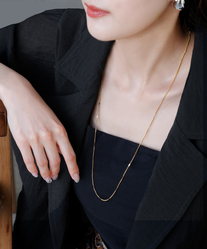 ネックレス サージカルステンレス 金アレ 対応 ロング チェーン レディース アクセサリー アクセ ニュアンス 細い 錆びにくい イージーケア 変色しにくい 水濡れ | HUG.U | 02