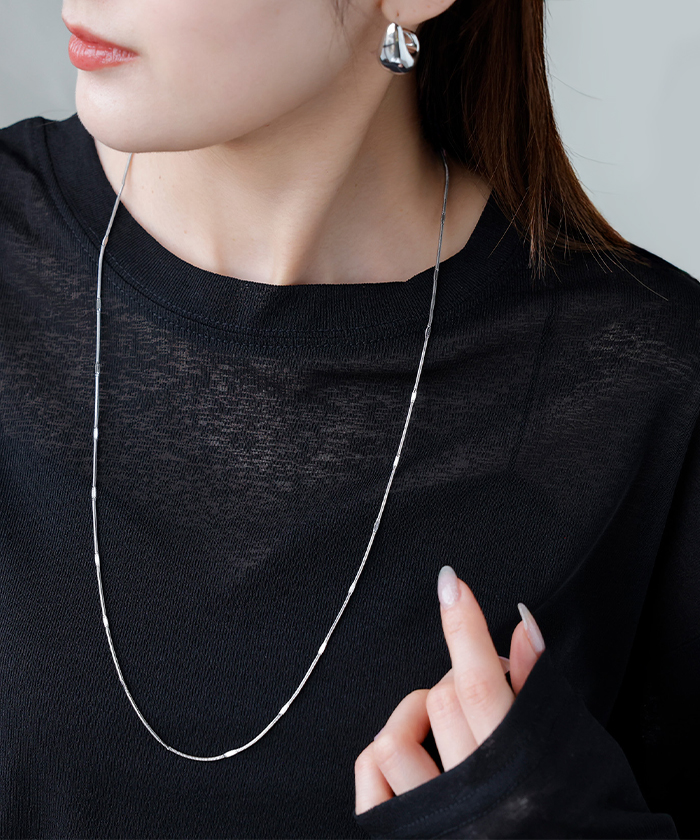 ネックレス サージカルステンレス 金アレ 対応 ロング チェーン レディース アクセサリー アクセ ニュアンス 細い 錆びにくい イージーケア 変色しにくい 水濡れ | HUG.U | 01