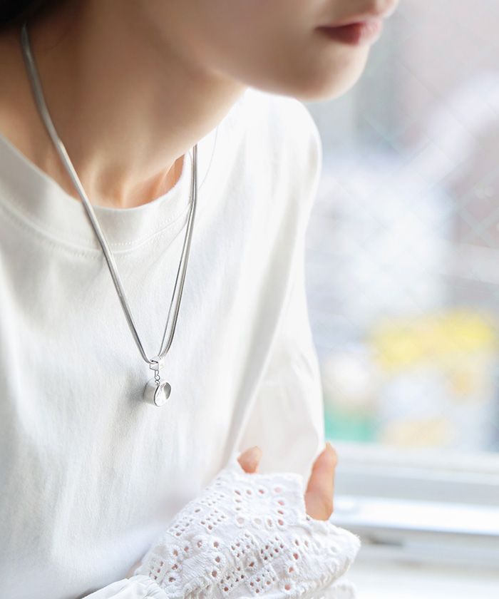 ネックレス サージカルステンレス 2連 ペンダント アクセサリー シルバー ゴールド 金属アレルギー 金アレ 錆びにくい アクセ スネークネックレス チェーン | HUG.U | 01