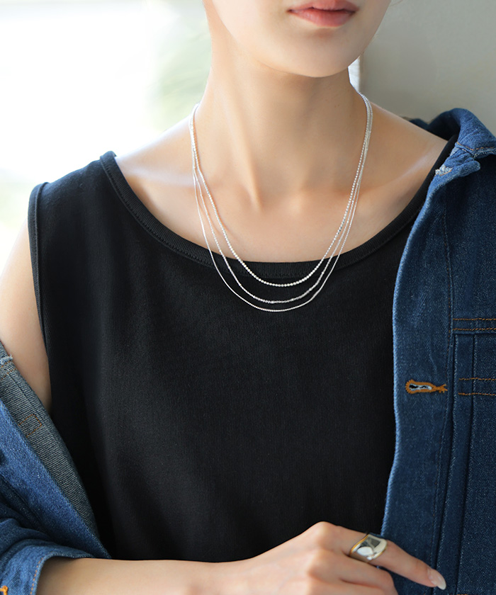 ネックレス 3連 セット アクセサリー レディース アクセ シルバー ゴールド チェーン ロング ロングネックレス チェーンネックレス ニュアンス | HUG.U | 01