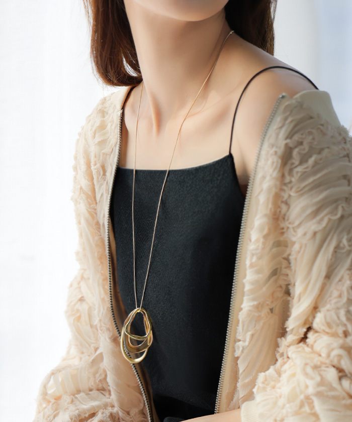 ネックレス モチーフ ニュアンス レディース アクセサリー アクセ ペンダント ロング gold silver サークルネックレス モチーフネックレス | HUG.U | 02