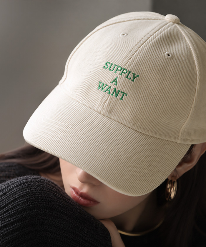 キャップ コーデュロイ 大きめ レディース 帽子 ぼうし コーデュロイキャップ ベースボールキャップ 抗菌防臭 ロゴ ワンポイント サイズ調節 アジャスター | HUG.U | 01