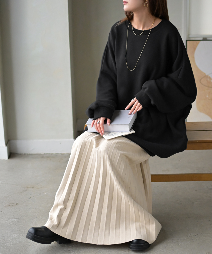 スウェット 選べる裏地  裏シャギー パイル地 レディース トレーナー トップス 大きいサイズ メンズライク ドルマンスリーブ ビッグサイズ カジュアル ビッグ | HUG.U | 05