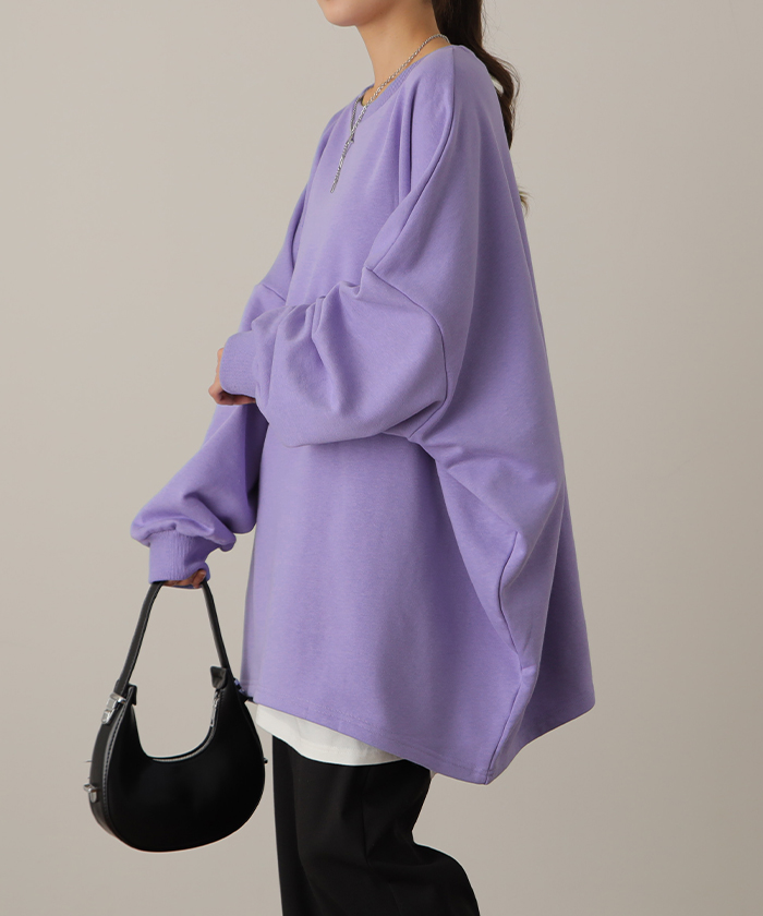 スウェット 選べる裏地  裏シャギー パイル地 レディース トレーナー トップス 大きいサイズ メンズライク ドルマンスリーブ ビッグサイズ カジュアル ビッグ | HUG.U | 12