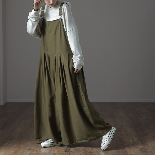 オールインワン レディース サロペット 大きいサイズ ワイドパンツ ワイドパンツルック | HUG.U | 01
