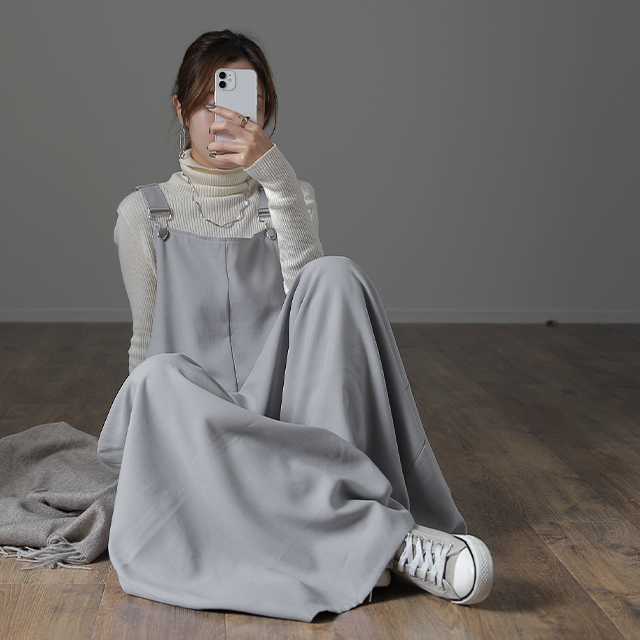 オールインワン レディース サロペット 大きいサイズ ワイドパンツ ワイドパンツルック | HUG.U | 02