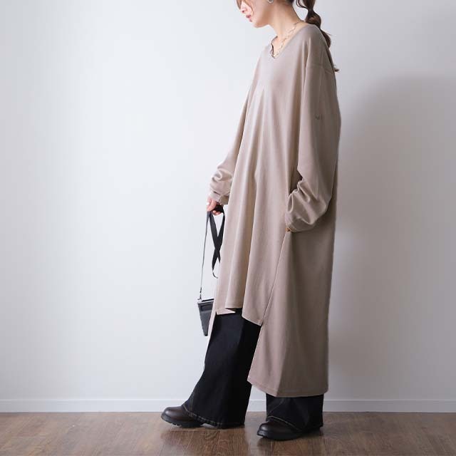 SALE ワンピース ロングワンピース レディース ロング ワンピ ワンピース マキシ スリット 長袖 無地 Aライン 体型カバー | HUG.U | 04