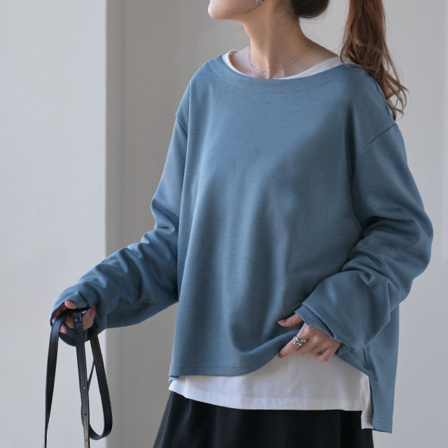 HUG.U トップス レディース ボートネック ロングTシャツ ロング