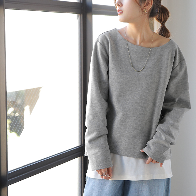 HUG.U トップス レディース ボートネック ロングTシャツ ロング