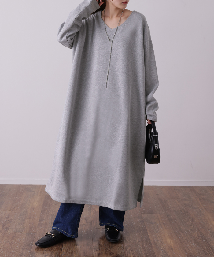 ワンピース ロングワンピース レディース ロング Vネック 大きいサイズ 長袖 | HUG.U | 03