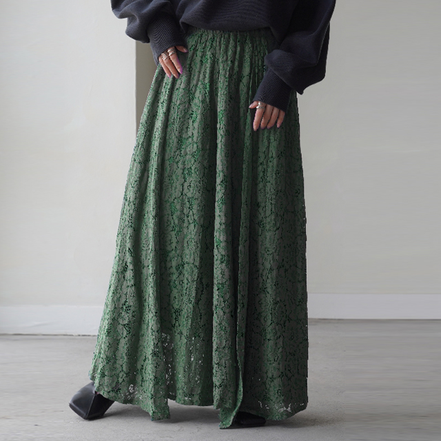 ワイドパンツ レディース ボトムス レース 大きいサイズ ワイドパンツルック | HUG.U | 04