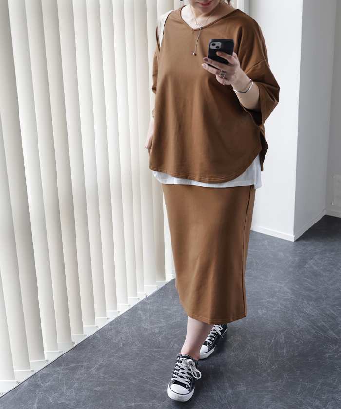 セットアップ トップス スカート ワンマイルウェア ルームウェア 部屋着 レディース Tシャツ | HUG.U | 03