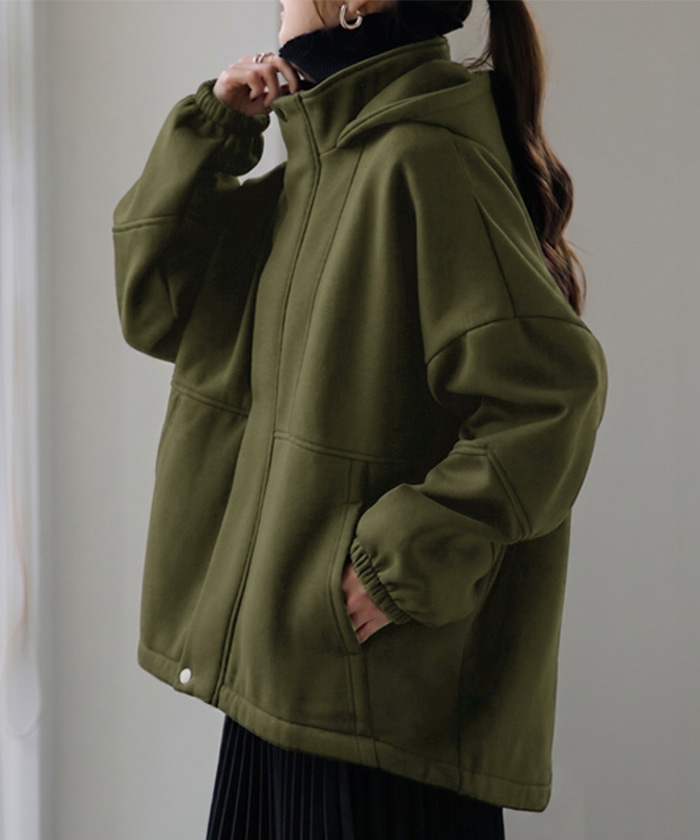 アウター レディース パーカー 裏起毛 トップス トレーナー スウェット ジャケット 大きいサイズ OUTER2410 | HUG.U | 04