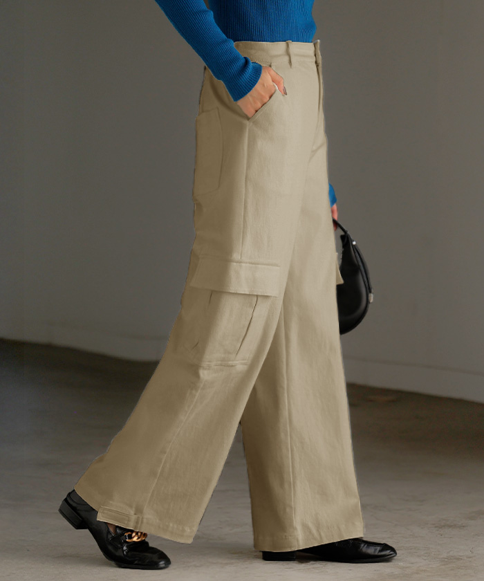 パンツ レディース ワイドパンツ チノパン ベイカーパンツ カーゴパンツ ワークパンツ ワイドパンツルック | HUG.U | 02