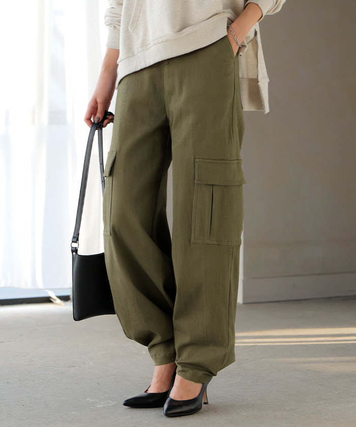 パンツ レディース ワイドパンツ チノパン ベイカーパンツ カーゴパンツ ワークパンツ ワイドパンツルック | HUG.U | 03