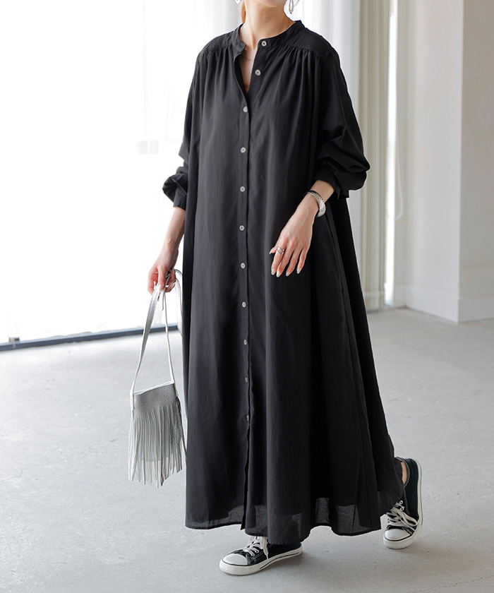 HUG.U（ハグユー） ワンピース シャツ シャツワンピース ノーカラ