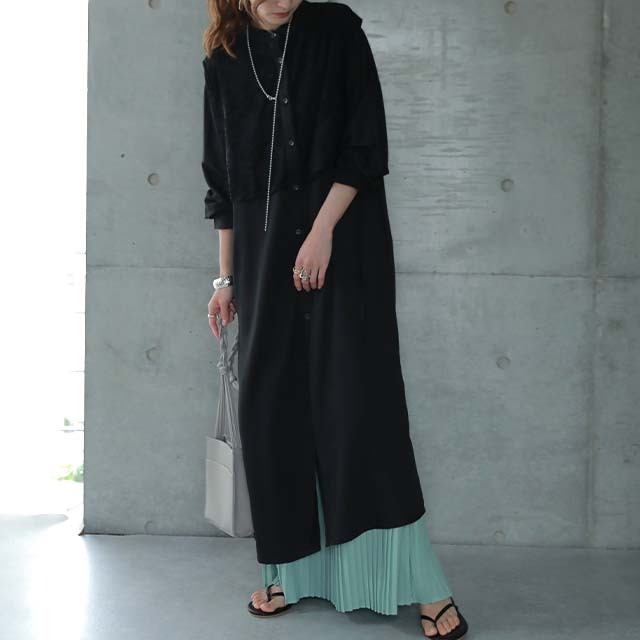 SALE ワンピース レディース ロングワンピース シャツワンピース バンドカラー | HUG.U | 01