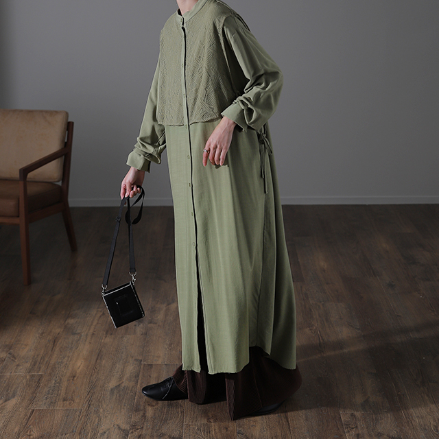 SALE ワンピース レディース ロングワンピース シャツワンピース バンドカラー | HUG.U | 03