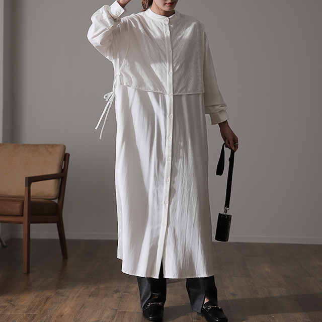 SALE ワンピース レディース ロングワンピース シャツワンピース バンドカラー | HUG.U | 02