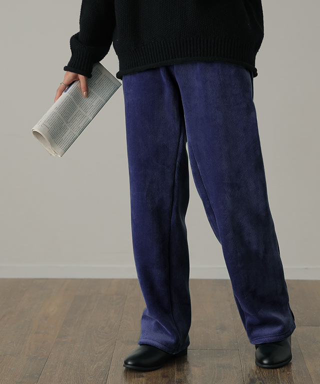 HUG.U パンツ レディース 裏起毛 リブ ズボン リブパンツ ボトムス