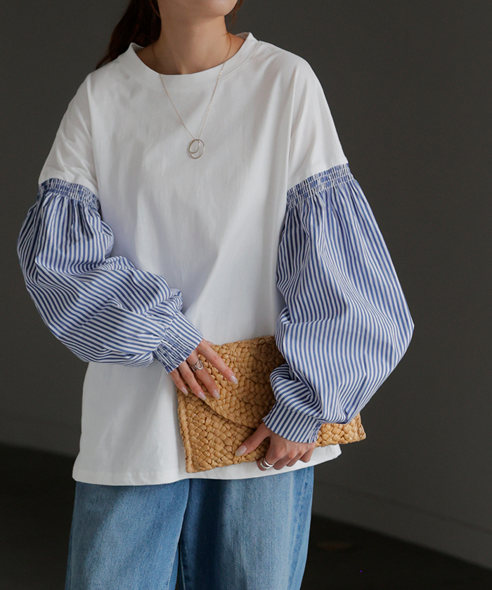 AMBIDEX Store △○連シルフライス パフスリーブTシャツ(F クロ