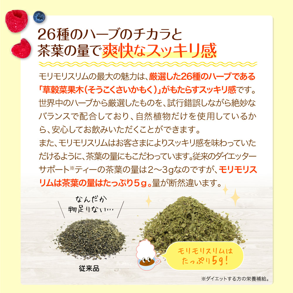 公式ショップ】モリモリスリム 紅茶風味 30日分 （5g×30包）自然美容健康茶 ハーブ健康本舗 : mori-kocha-30 : ハーブ健康本舗  Yahoo!ショッピング店 - 通販 - Yahoo!ショッピング