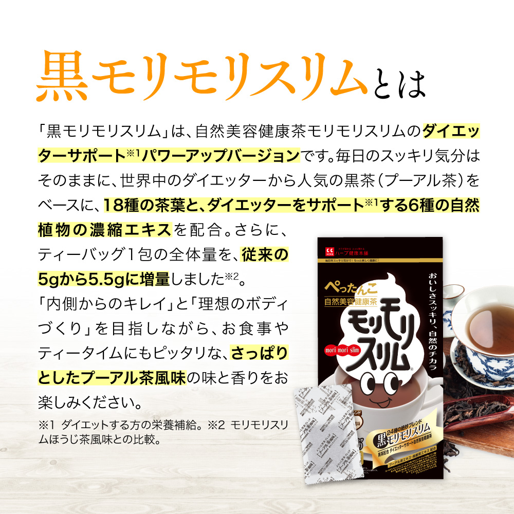 公式】 黒モリモリスリム 30日分 （5.5g × 30包 ） プーアル茶 風味