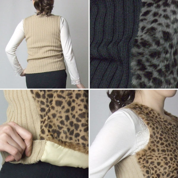 ラビット ファー ベスト プルオーバー タンクトップ アニマル柄 : エル