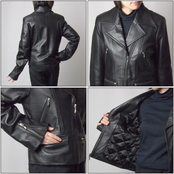 ラムレザーライダースジャケット 4ポケット : エルベートブルー