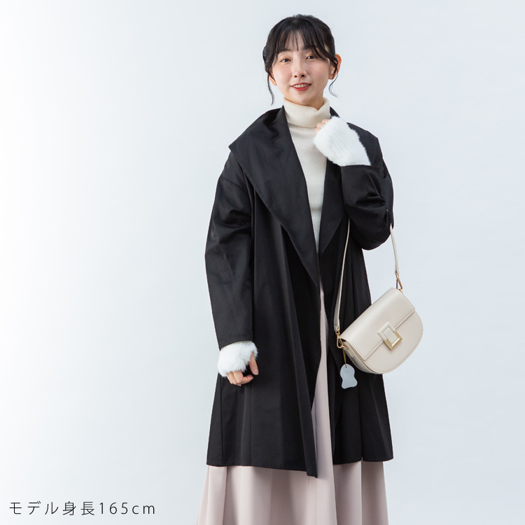 Anna Nicola（アンナニコラ） ロングコート ブラック マント 薄手